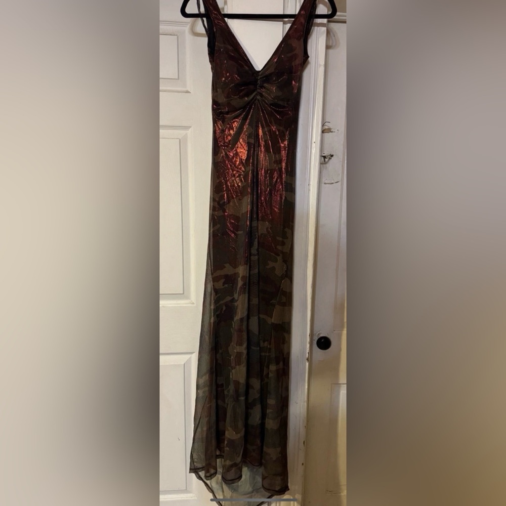 Lip Service Vintage 90s Y2K shimmer camo maxi Goth club P XS